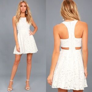 Lulus | Daisy Date White Lace Skater Dress